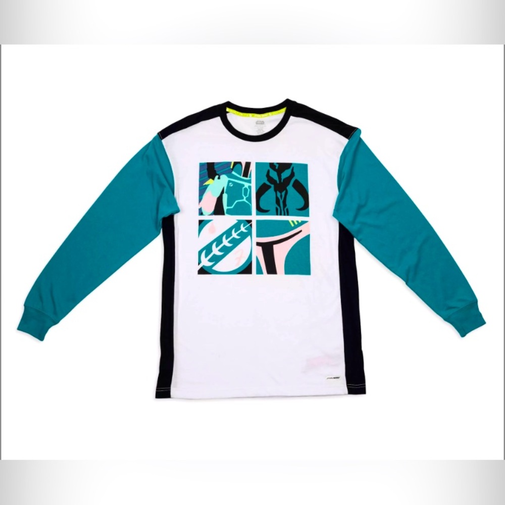 Star Wars Disney Mandalorian Mythosaur Men's Teal Long Sleeve T-Shirt Small New